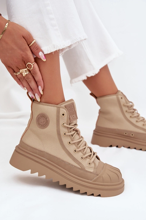Wysokie Trampki Damskie Ocieplane Big Star OO274A356 Beżowe