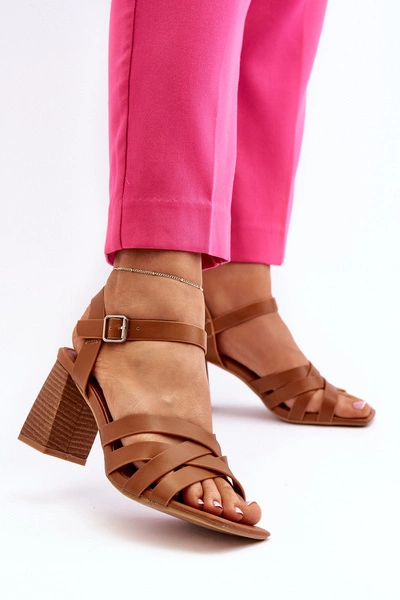 Sandały Damskie Na Słupku Camel Opifiana