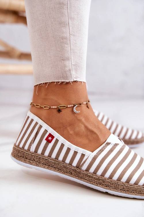 Espadryle Damskie Big Star Slip-on Paski FF276029 Beżowe