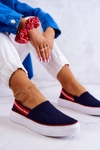 Damskie Tenisówki Slip On Big Star JJ276009 Granatowo-Czerwone
