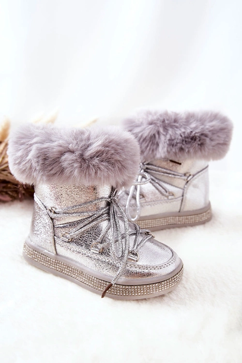 Dziecięce Śniegowce Z Futerkiem Srebrne Grandis