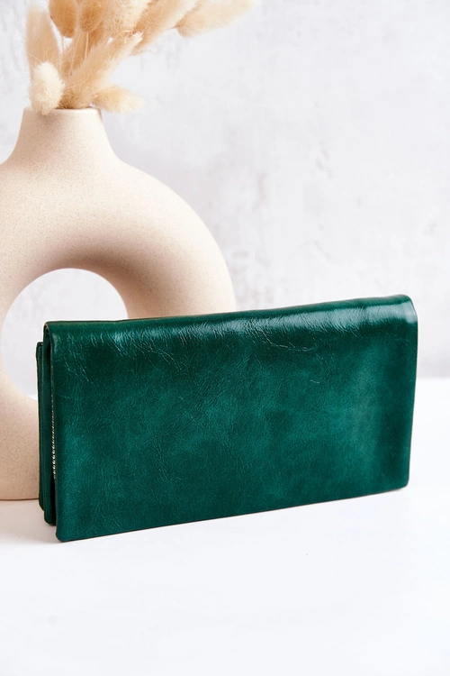 Duży Skórzany Portfel Zielony Rhodes