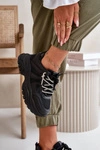 Sneakersy Damskie Na Masywnej Podeszwie Z Ozdobnym Sznurowaniem Czarne Relissa