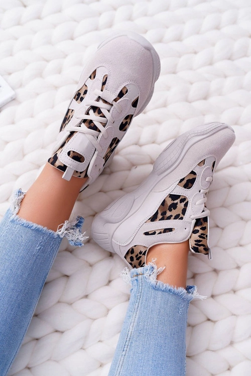 Sportowe Damskie Buty W Panterkę Beżowe Thai