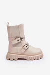 Botki Sztyblety Na Suwak Dziewczęce Beżowe Adeneia