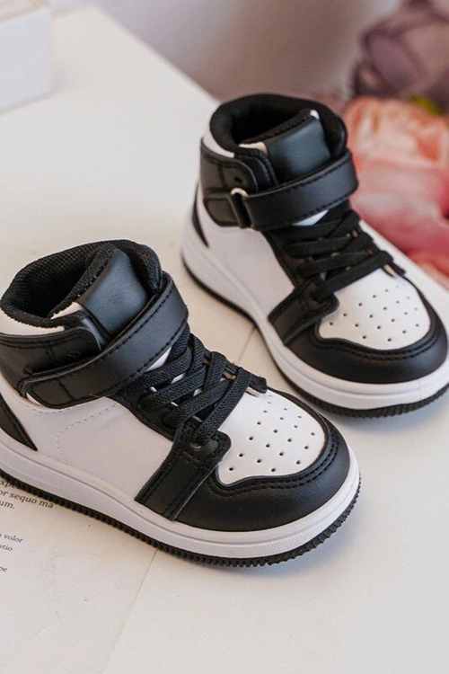 Wysokie Dziecięce Buty Sportowe Biało-Czarne Teredite