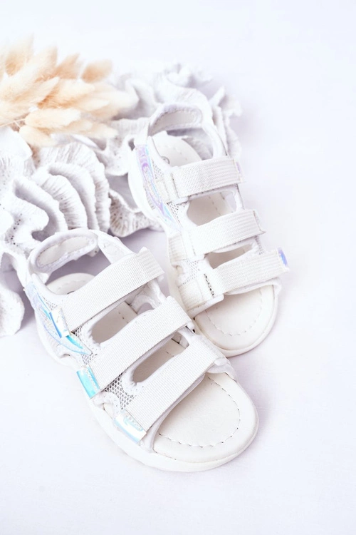 Dziecięce Sportowe Sandały Na Rzepy Białe Flyn