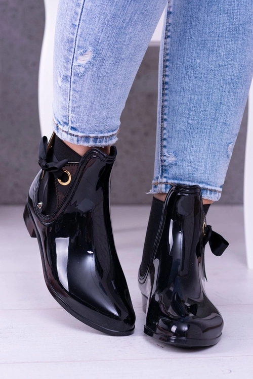 Czarne Lakierowane Damskie Kalosze Sztyblety Someday