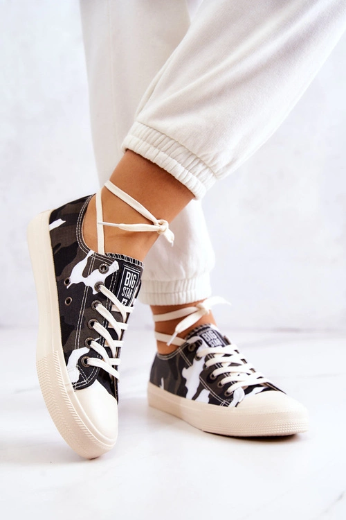 Damskie Materiałowe Trampki Moro BIG STAR JJ274237 Biało-Szare