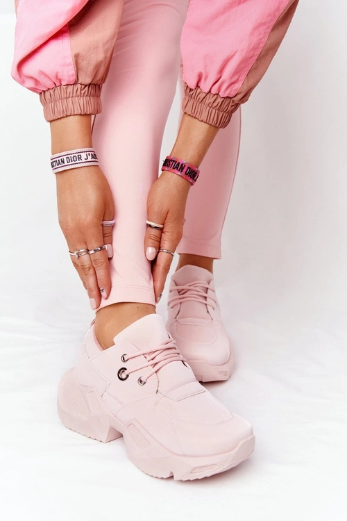 Damskie Sneakersy Na Masywnej Podeszwie Różowe Bubbly