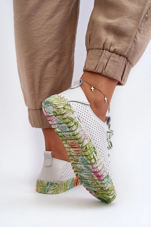 Sznurowe Półbuty Damskie Ze Skóry Naturalnej Białe Farnalea