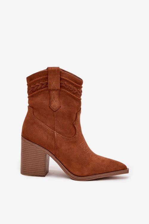 Botki Kowbojki Damskie Na Słupku Camel Jessa