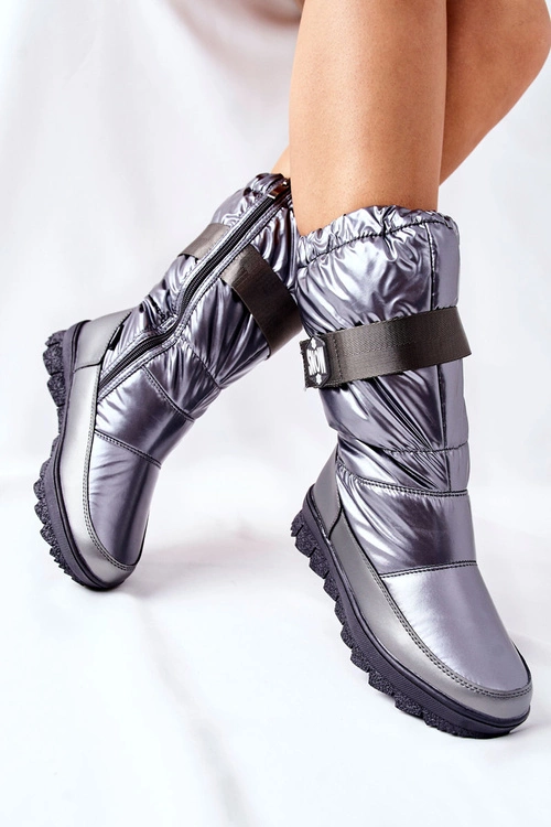 Damskie Wysokie Śniegowce Ocieplane Szare Eunousa