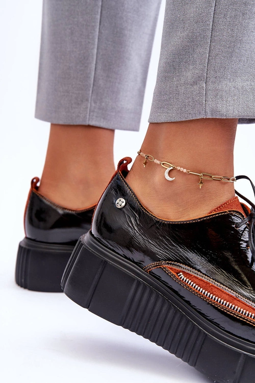 Skórzane Damskie Półbuty Maciejka 50740-18 Czarne