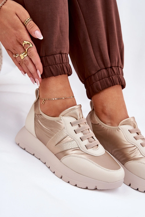 Buty Sportowe Damskie Na Platformie Vinceza 58510 Złote