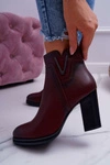Botki Damskie Na Obcasie Sergio Leone Bordowe BT537