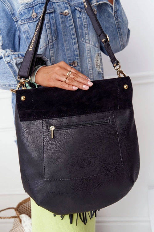 Torebka Listonoszka Z Frędzlami LAURA BIAGGI Czarna