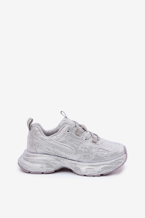 Sneakersy Damskie Zdobione Cyrkoniami Srebrne Porrot