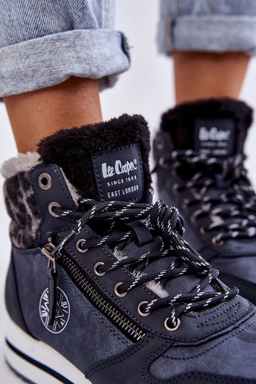 Damskie Botki Ocieplane Lee Cooper LCJ-22-31-1450 Granatowe