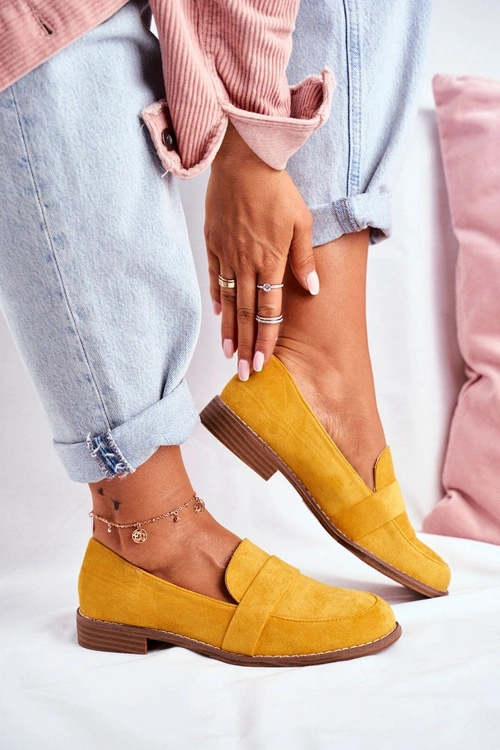 Damskie Półbuty Zamszowe Żółte Cintra