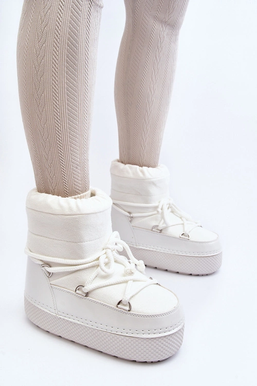 Damskie Śniegowce Z Wiązaniem Białe Toolsa