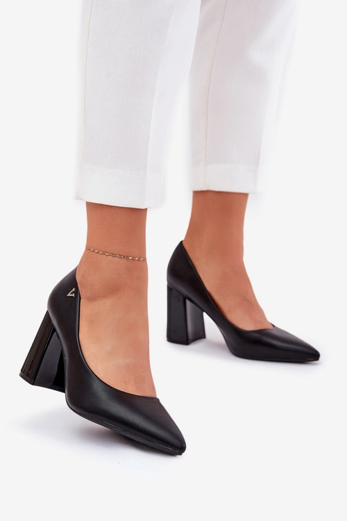 Eleganckie Czółenka Na Słupku Vinceza 62220 Czarne