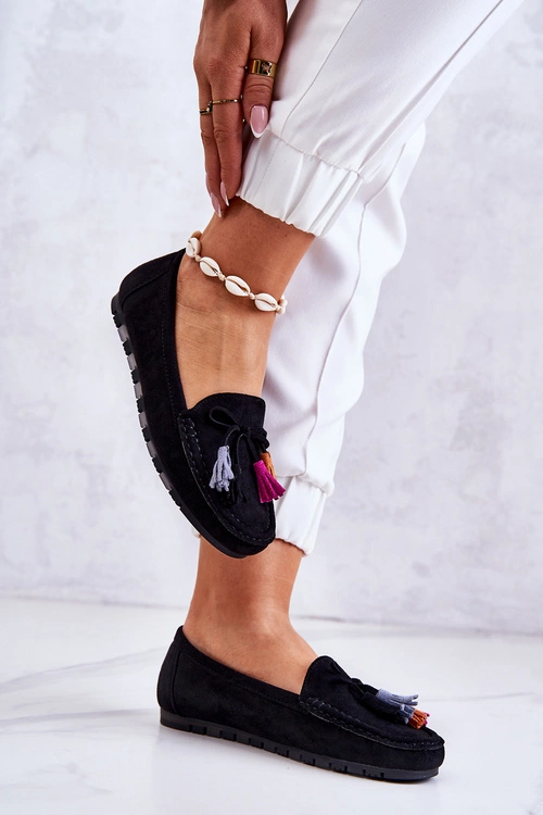 Damskie Zamszowe Mokasyny Czarne Wilessa