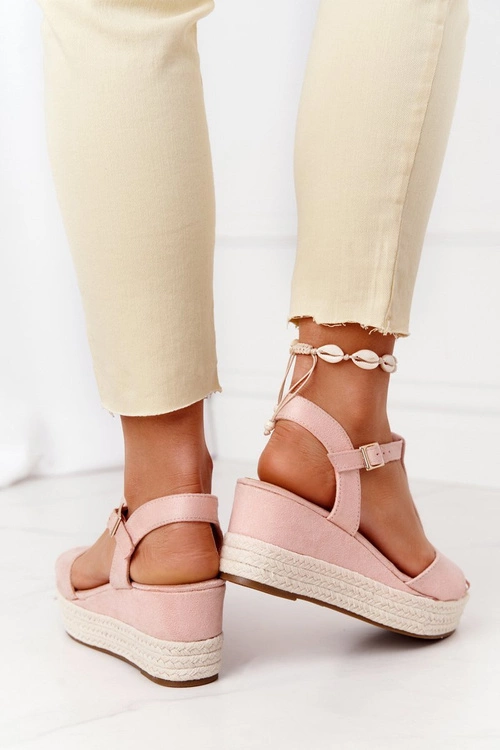 Sandały Na Koturnie Z Plecionką Różowe Graciosa