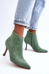 Damskie Zamszowe Botki Na Szpilce Zielone Merisa