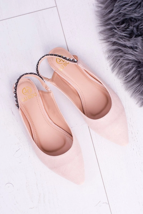 Lu Boo Różowe Zamszowe Balerinki w Szpic Cyrkonie Macron