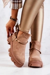 Zamszowe Botki Workery Z Paskami Beżowe Moriah