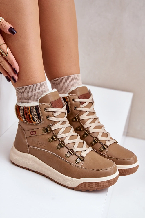 Skórzane Botki Damskie Ocieplane Lee Cooper LCJ-24-01-2985 Beżowe