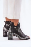 Skórzane Ażurowe Botki Maciejka 05420-01 Czarne