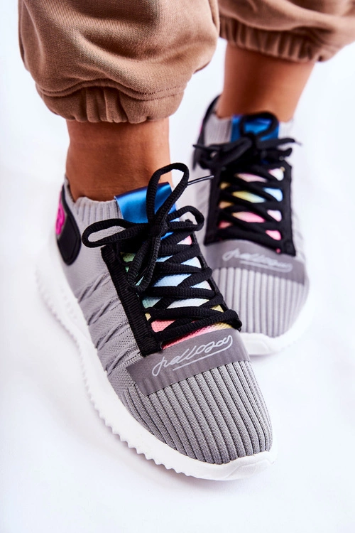 Damskie Wsuwane Sportowe Buty Sneakersy Szare Klayra