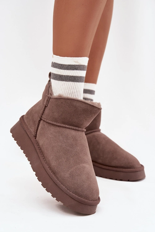 Śniegowce Z Naturalnego Zamszu Ocieplane Futerkiem Vinceza 97961 Brązowe