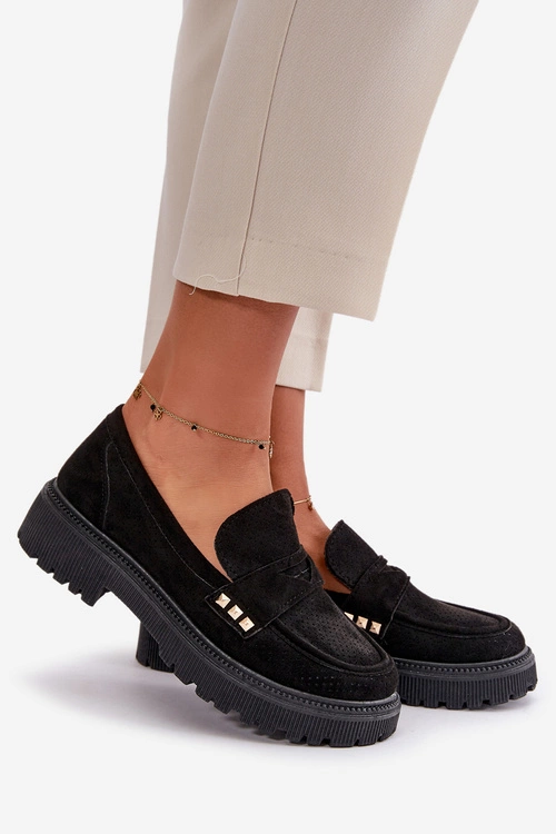 Damskie Ażurowe Półbuty Mokasyny Czarne Tannes