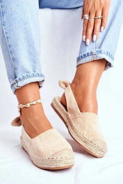 Espadryle Damskie Zamszowe Beżowe Kontres