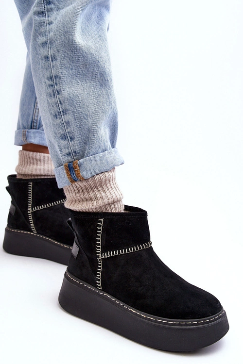 Damskie Zamszowe Śniegowce Maciejka 06257-01 Czarne