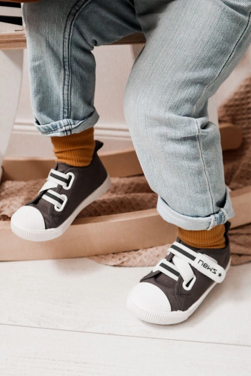 Dziecięce Trampki Na Rzepy Szare News