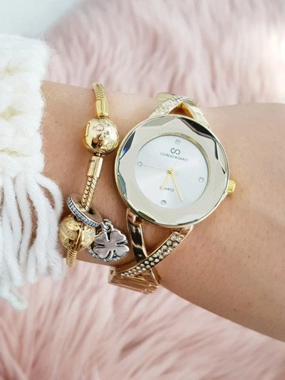 Damski Zegarek Giorgio & Dario Z Cekinami Cube Złoty