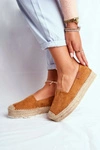 Espadryle Damskie Na Platformie Lniane Camel La Playa
