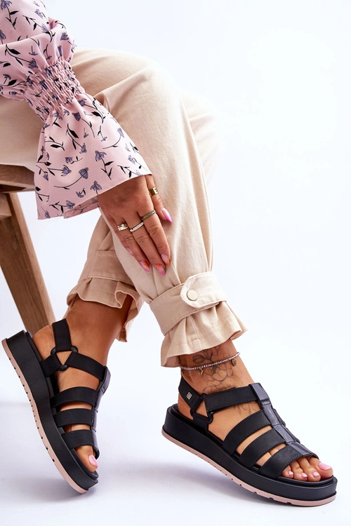 Damskie Wegańskie Sandały Na Rzepy ZAXY JJ285017 Czarne