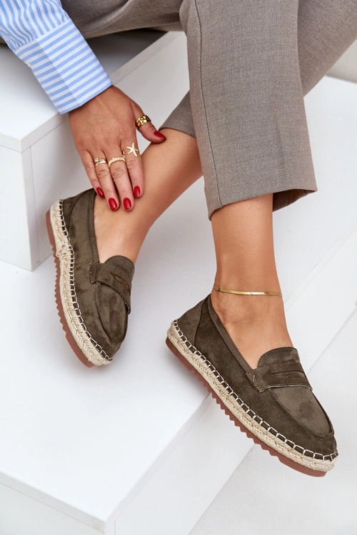Espadryle Damskie Z Jutową Plecionką Na Płaskiej Podeszwie Ciemnozielone Shilova