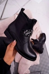 Damskie Botki Ocieplane Kryształki Czarne Somingo