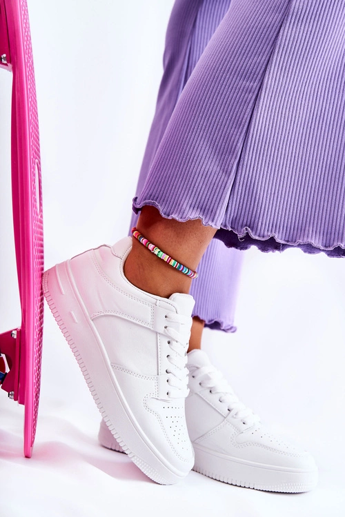 Damskie Sportowe Buty Wiązane Białe Toscana