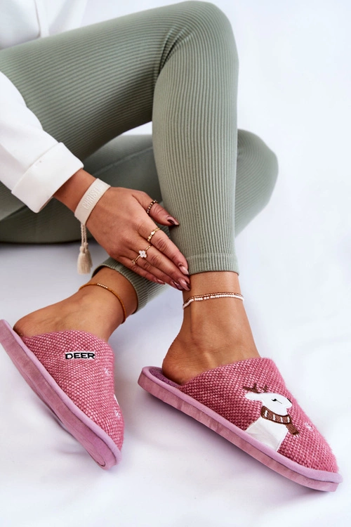 Damskie Świąteczne Papcie Z Reniferem Fioletowe Millio