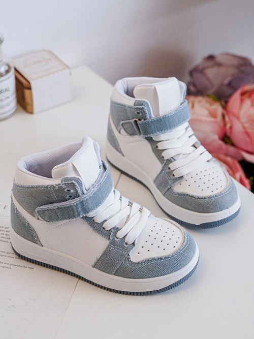 Dziecięce Buty Sportowe Jeansowe Biało-Niebieskie Milara