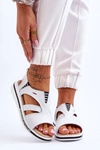 Skórzane Wsuwane Sandały Białe Regio