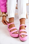 Skórzane Sandały Na Sprzączkę Różowe Graceful