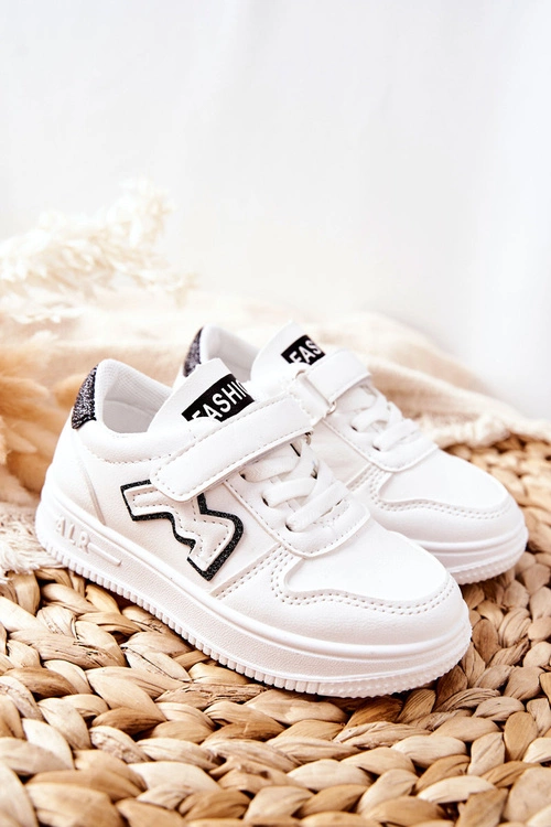 Dziecięce Sportowe Buty Na Rzepy Biało Czarne Santi